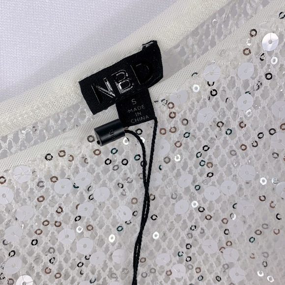 REVOLVE NBD Ibiza White Silver Sequins Mini Dress - Picture 5 of 6